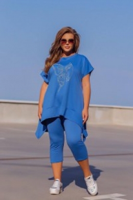 Жіночий костюм лосини та туніка колір джинс