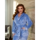 Жіноча піжама-двійка колір блакитний чорний кант
