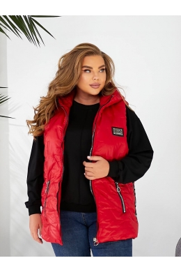 Жіноча жилетка колір з капюшоном колір червоний
