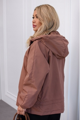 Жіноча легка вітровка з капюшоном кольору капучино