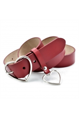 Шкіряний жіночий ремінь Червоний