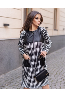 Жіноча тепла сукня вільного фасону кольору гусячої лапки