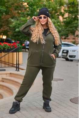 Жіночий теплий спортивний костюм колір хакі