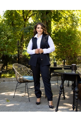 Жіночий костюм двійка брюки з жилетом чорного кольору