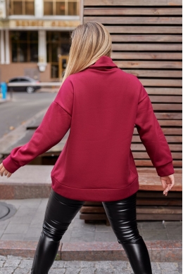 Жіночий батник із тринитки на флісі бордового кольору