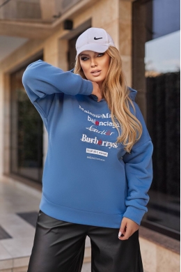 Жіноче тепле худі колір джинс