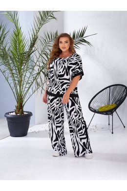 Жіночий костюм двійка з штапелю колір чорно-білий