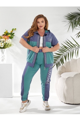 Жіночий прогулянковий легкий костюм сіро-мятного кольору