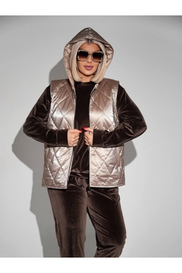 Жіночий теплий костюм трійка кольору шоколад