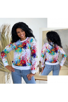 Жіноче худі трикотаж з яскравим принтом білого кольору