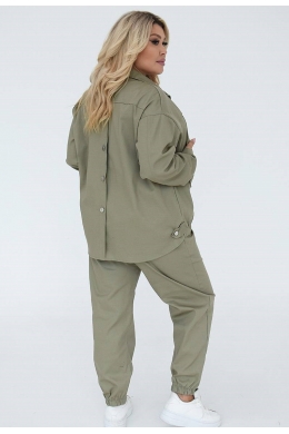 Жіночий джинсовий костюм двійка колір оливка