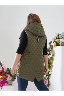 Жіночий стьобаний жилет з накладними кишенями кольору хакі