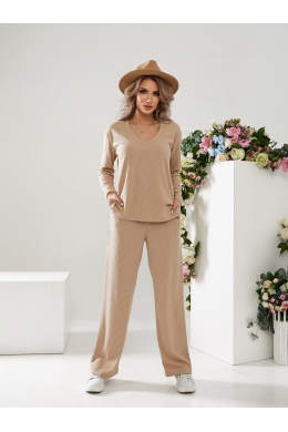 Жіночий костюм прогулянковий трикотаж мустанг бежевий
