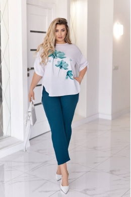 Жіночий костюм двійка з блузою кольору пляшка