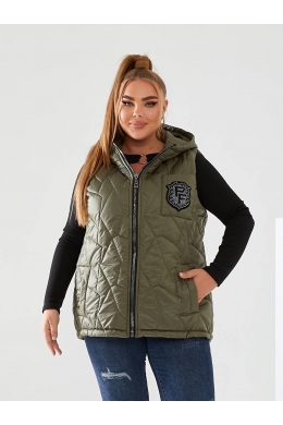 Жіноча жилетка з капюшоном колір хакі