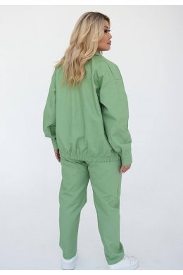 Жіночий джинсовий костюм двійка колір оливка