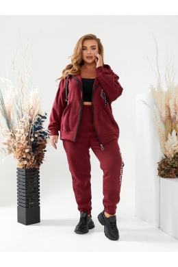 Теплий жіночий костюм на флісі колір бордо