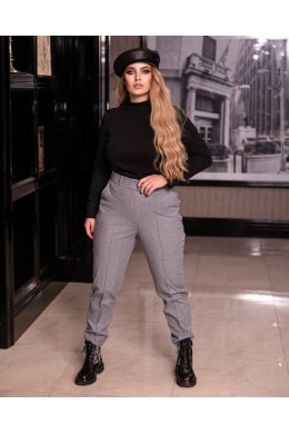 Жіночі штани вовна високої посадки сірого кольору