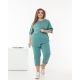 Жіночий костюм із двонитки футболка та бриджі мятного кольору