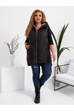 Жіноча жилетка з накладними кишенями чорного кольору