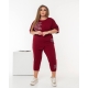Жіночий костюм із двонитки футболка та бриджі бордового кольору