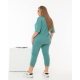 Жіночий костюм із двонитки футболка та бриджі мятного кольору
