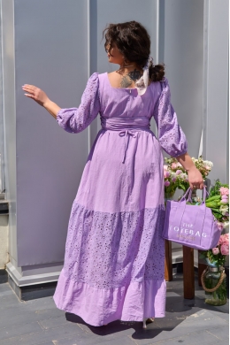 Жіноче комбіноване плаття максі колір бузковий