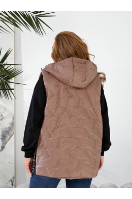 Жіноча жилетка колір з капюшоном колір мокко