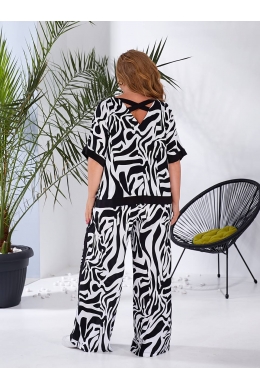 Жіночий костюм двійка з штапелю колір чорно-білий