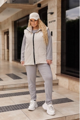 Жіноча жилетка з капюшоном колір бежевий