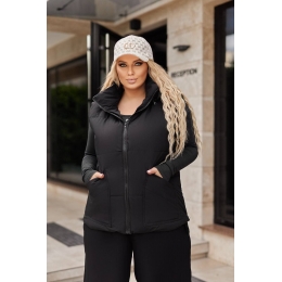 Жіноча жилетка з капюшоном колір чорний