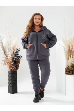 Теплий жіночий костюм на флісі колір графіт