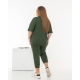 Жіночий костюм із двонитки футболка та бриджі колір хакі