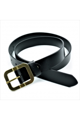 Шкіряний жіночий ремінь чорний