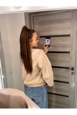 Жіноча куртка бомбер з еко шкіри колір беж