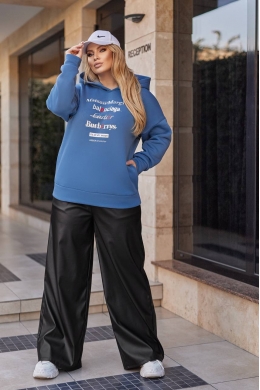 Жіноче тепле худі колір джинс