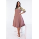Жіноча сукня зі вставками із принтованого шифону бежева