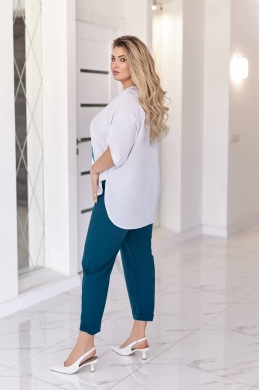 Жіночий костюм двійка з блузою кольору пляшка