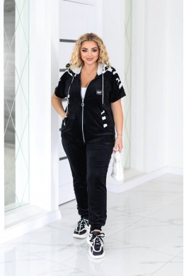 Жіночий велюровий костюм двійка чорно-білого кольору