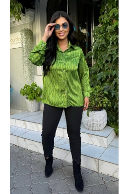 Жіночий костюм двійка блуза та штани колір салатовий