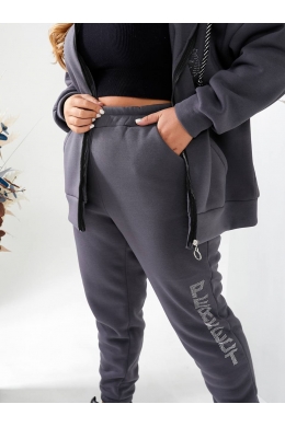 Теплий жіночий костюм на флісі колір графіт