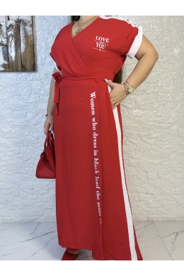 Жіночий комбінезон на запах червоного кольору