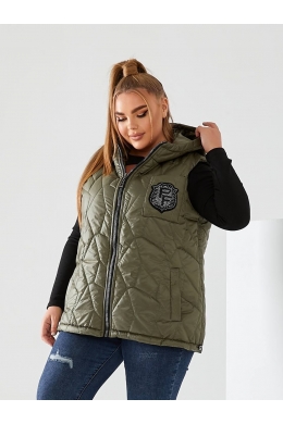 Жіноча жилетка з капюшоном колір хакі
