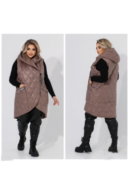 Жіноча жилетка прямого крою з кишенями колір моко