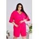 Жіночий костюм двійка з шортами колір малина