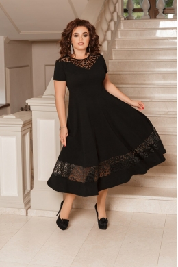 Жіноча нарядна сукня з мереживами чорного кольору