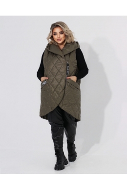 Жіночий жилет прямого крою з кишенями колір хакі