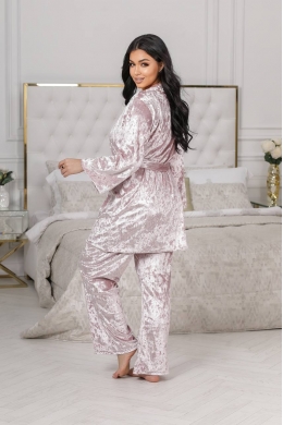 Жіноча піжама-трійка колір пудра