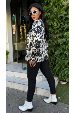 Жіночий костюм двійка блуза та штани колір чорно-білий