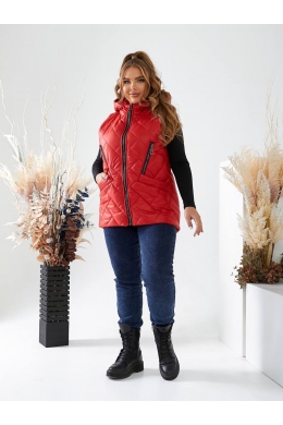 Жіноча жилетка з капюшоном колір червоний